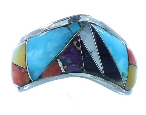 Multicolor Sterling Silver Southwest Jewelry Ring Size 8-1/4 RX103522